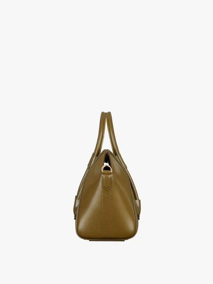 Mini Antigona Lock Bag In Box Leather Dark Khaki Women Givenchy Crossbody Bags