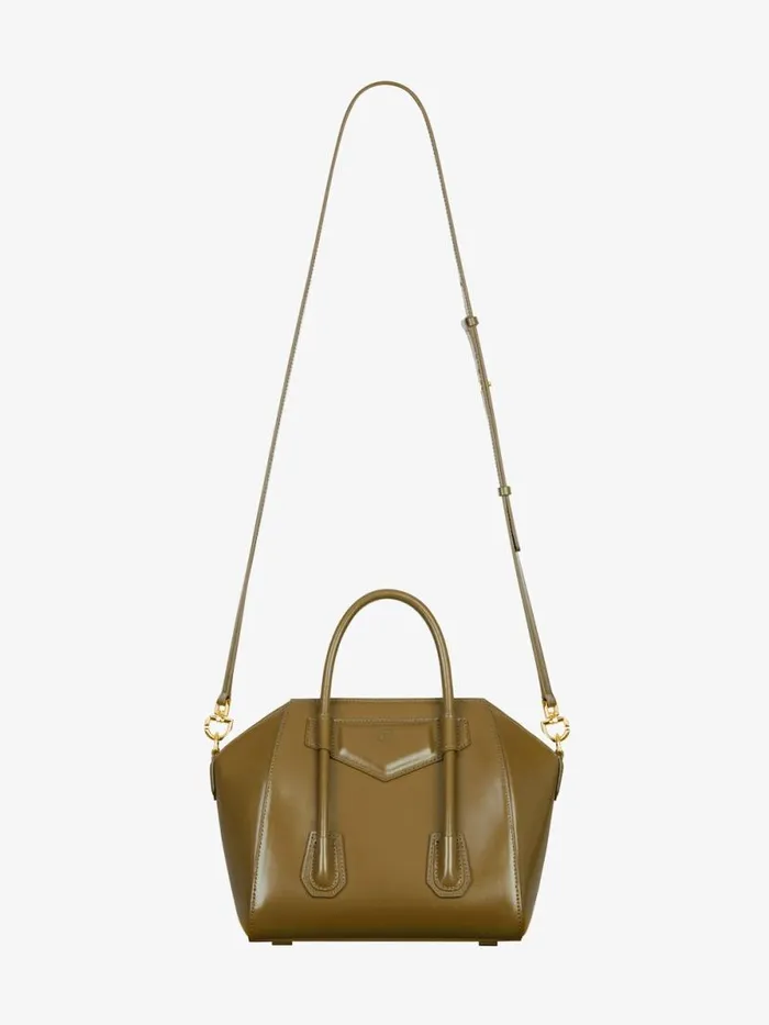 Mini Antigona Lock Bag In Box Leather Dark Khaki Women Givenchy Crossbody Bags