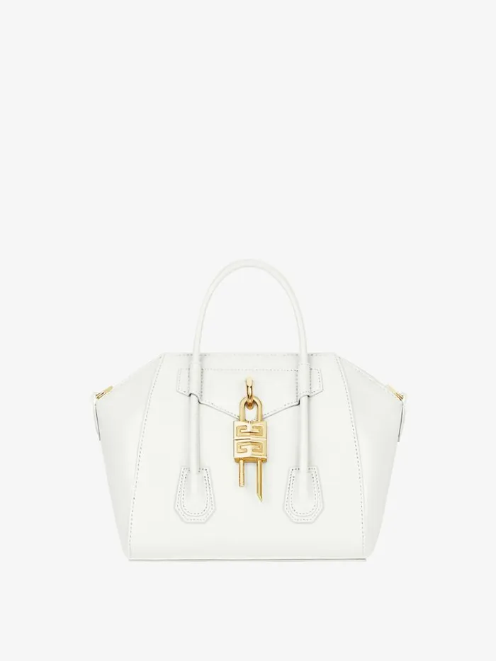 Mini Antigona Lock Bag In Box Leather Ivory Women Givenchy Antigona