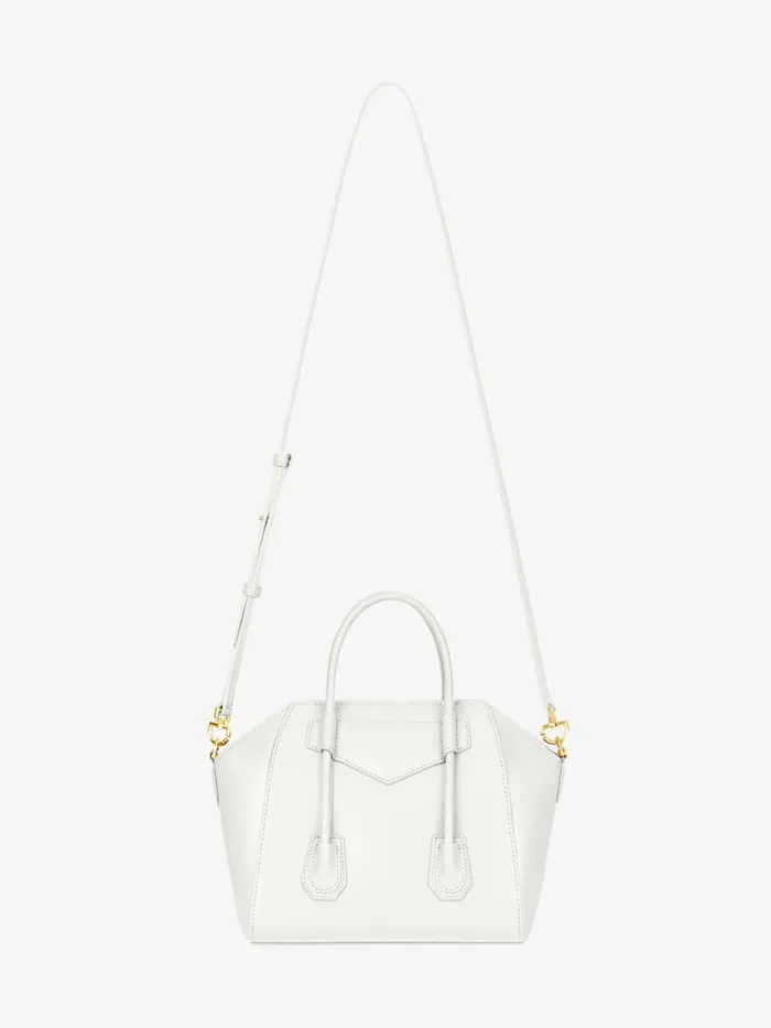 Mini Antigona Lock Bag In Box Leather Ivory Women Givenchy Antigona