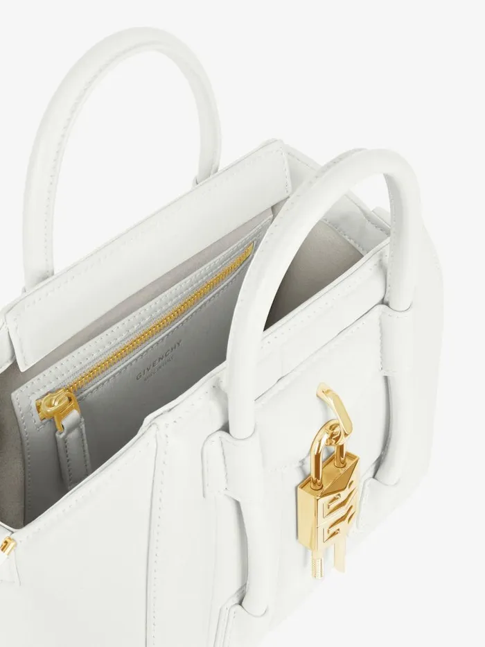 Mini Antigona Lock Bag In Box Leather Ivory Women Givenchy Antigona