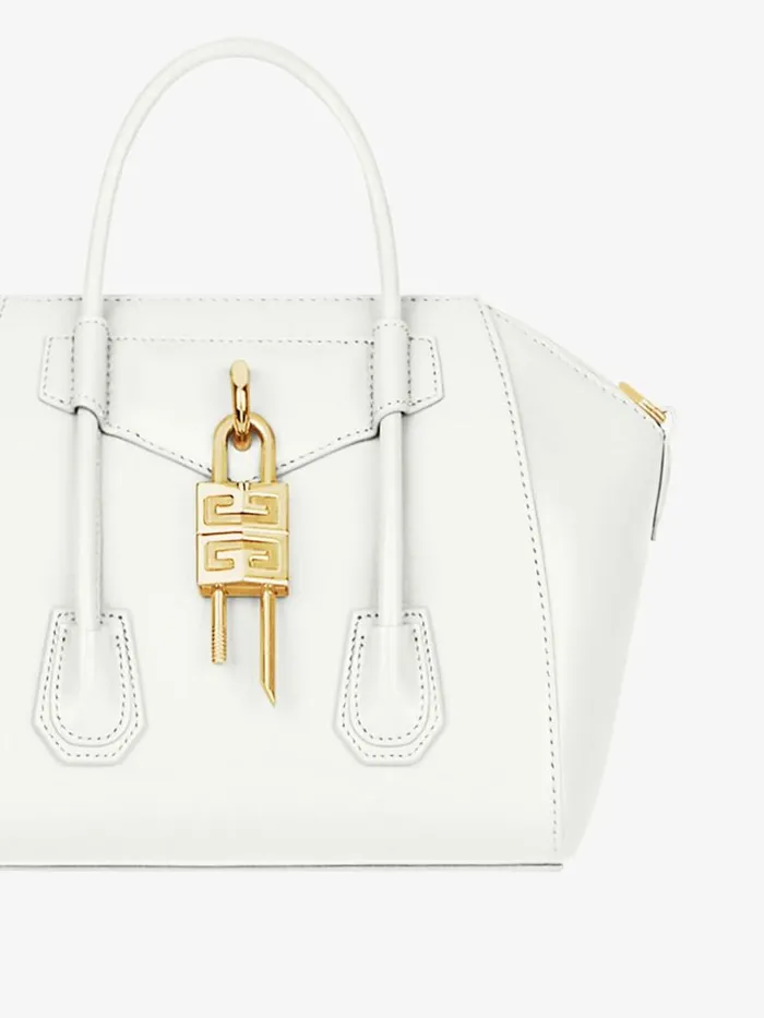 Mini Antigona Lock Bag In Box Leather Ivory Women Givenchy Antigona