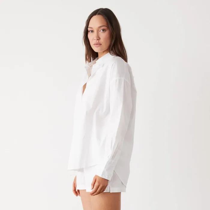 MONROW Long Sleeve Poplin Shirt White 8211 Women MONROW Long Sleeve Poplin Shirt White 8211 Women