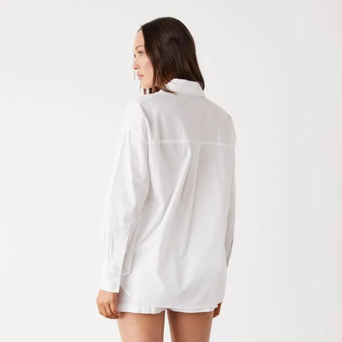 MONROW Long Sleeve Poplin Shirt White 8211 Women MONROW Long Sleeve Poplin Shirt White 8211 Women