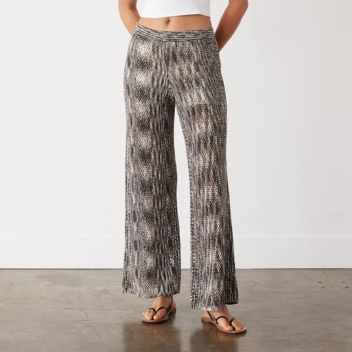 MONROW Pants Spacedye Crochet Wide Leg Pant 8211 Women