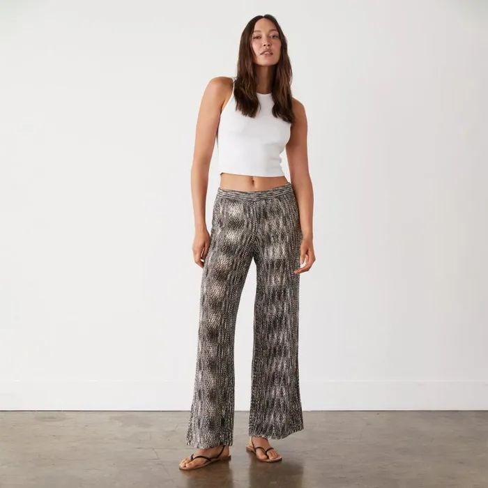 MONROW Pants Spacedye Crochet Wide Leg Pant 8211 Women MONROW Pants Spacedye Crochet Wide Leg Pant 8211 Women