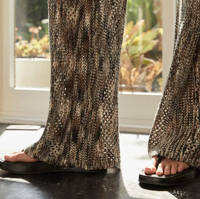 MONROW Pants Spacedye Crochet Wide Leg Pant 8211 Women MONROW Pants Spacedye Crochet Wide Leg Pant 8211 Women