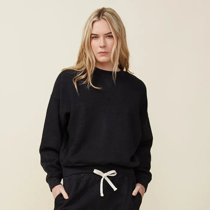 MONROW Sweatshirts Teddy Fleece Crew Neck Sweatshirt 8211 Women MONROW Sweatshirts Teddy Fleece Crew Neck Sweatshirt 8211 Women