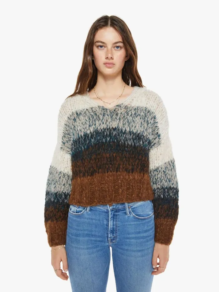 Mother Denim Alpaca Ombre VNeck Pullover Brown Ombre 8211 Women