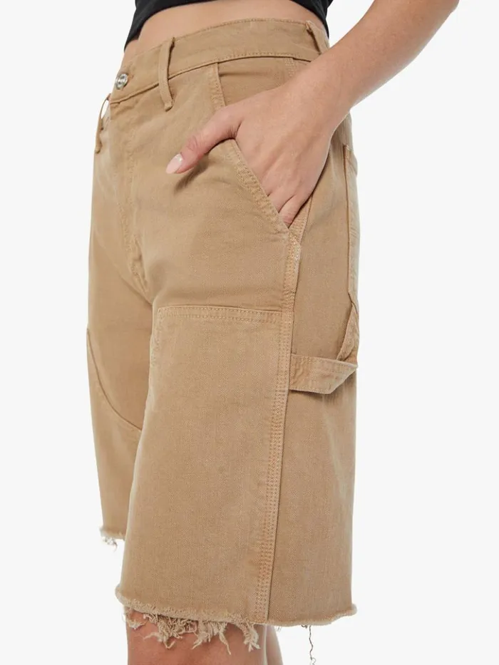 Mother Denim Relaxed The Bee039s Knees Short Fray Wash Dark Khaki 8211 Women Mother Denim Relaxed The Bee039s Knees Short Fray Wash Dark Khaki 8211 Women
