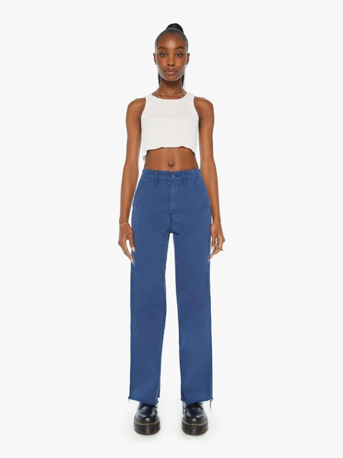 Mother Denim Relaxed The Major Zip Sneak Fray Insignia Blue 8211 Women