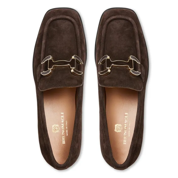 Natalie Square Toe LoaferBrown Suede Women Bruno Magli Flats and Loafers