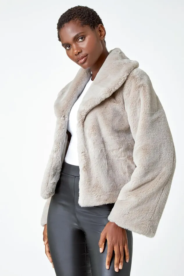 Natural Collared Faux Fur Coat Women Roman Coats