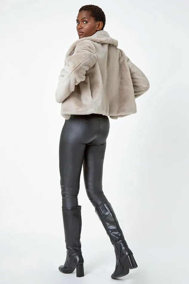 Natural Collared Faux Fur Coat Women Roman Coats