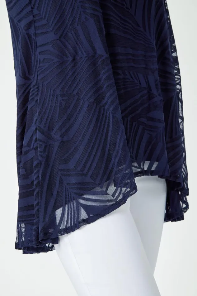 Navy Leaf Print Burnout Vest Top Women Roman Tops