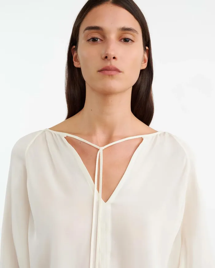 Nili Lotan ACADIA SILK BLOUSE Ivory Women Tops