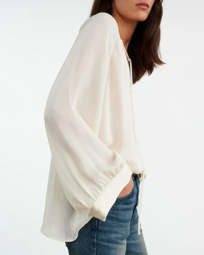Nili Lotan ACADIA SILK BLOUSE Ivory Women Tops