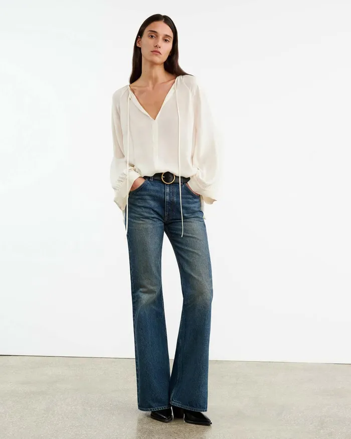 Nili Lotan ACADIA SILK BLOUSE Ivory Women Tops