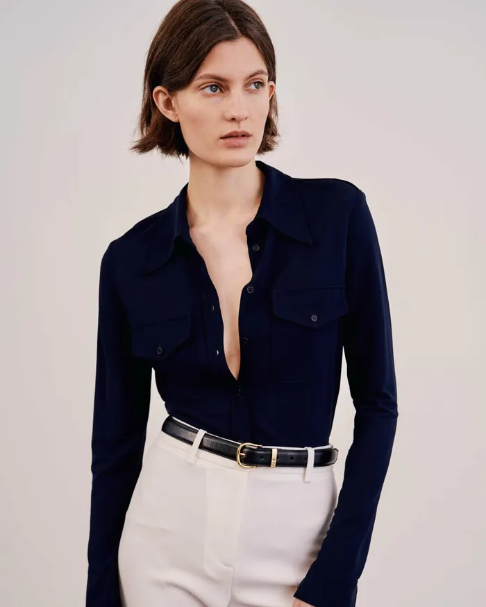Nili Lotan AVELINE SHIRT Black Women Tops