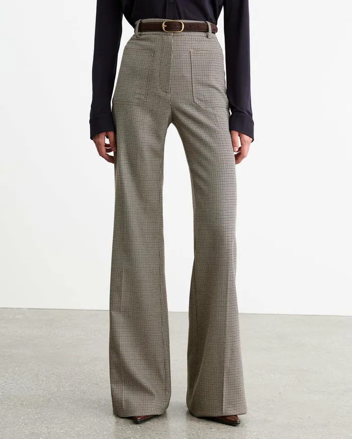 Nili Lotan CHRISTOPHE PANT Brown Houndstooth Women Pants and Shorts