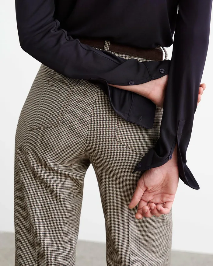 Nili Lotan CHRISTOPHE PANT Brown Houndstooth Women Pants and Shorts