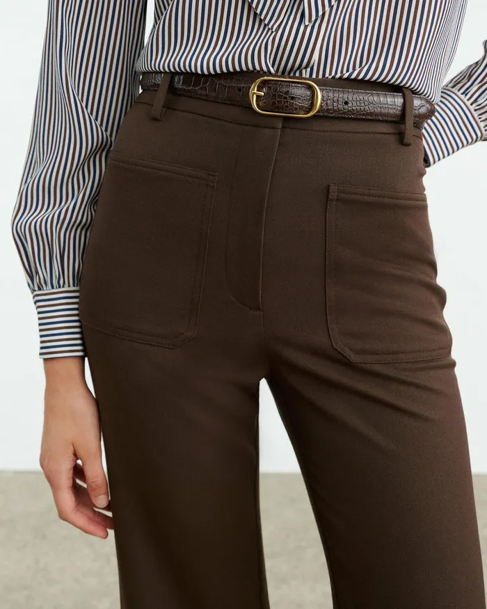 Nili Lotan CHRISTOPHE PANT Brown Women Pants and Shorts