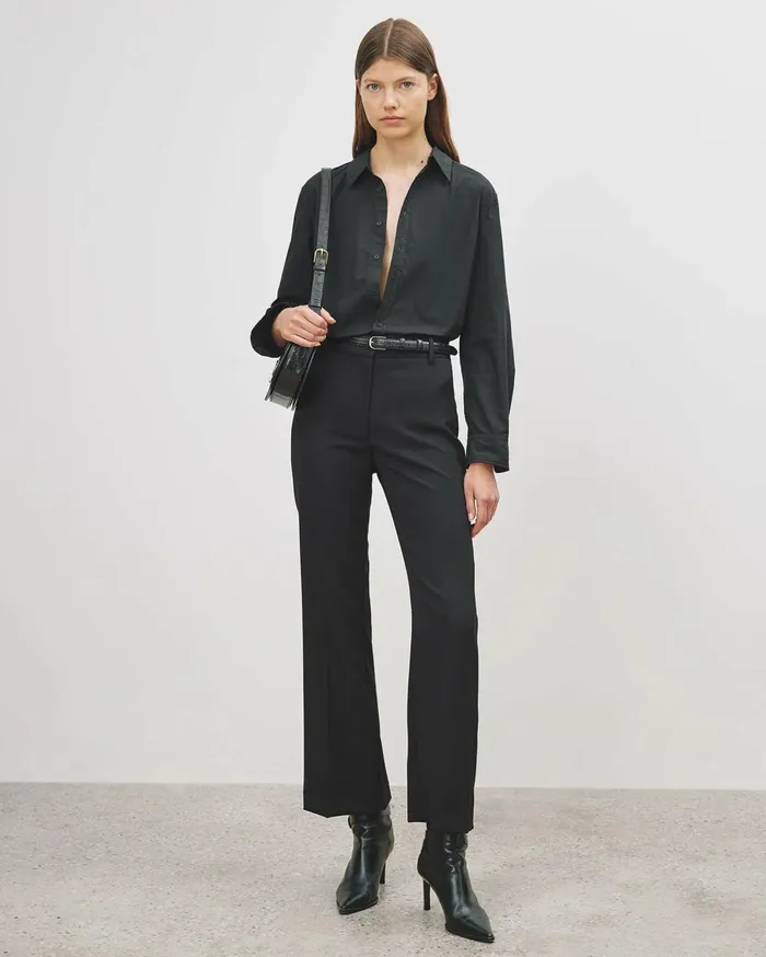 Nili Lotan CROPPED CORETTE PANT Black Women Pants and Shorts