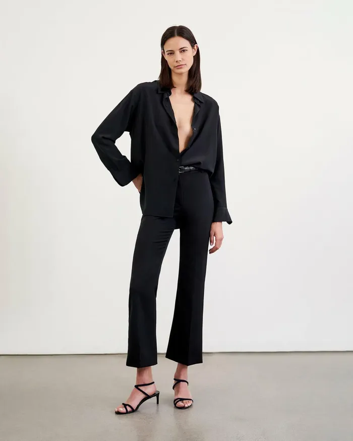 Nili Lotan CROPPED CORETTE PANT Black Women Pants and Shorts
