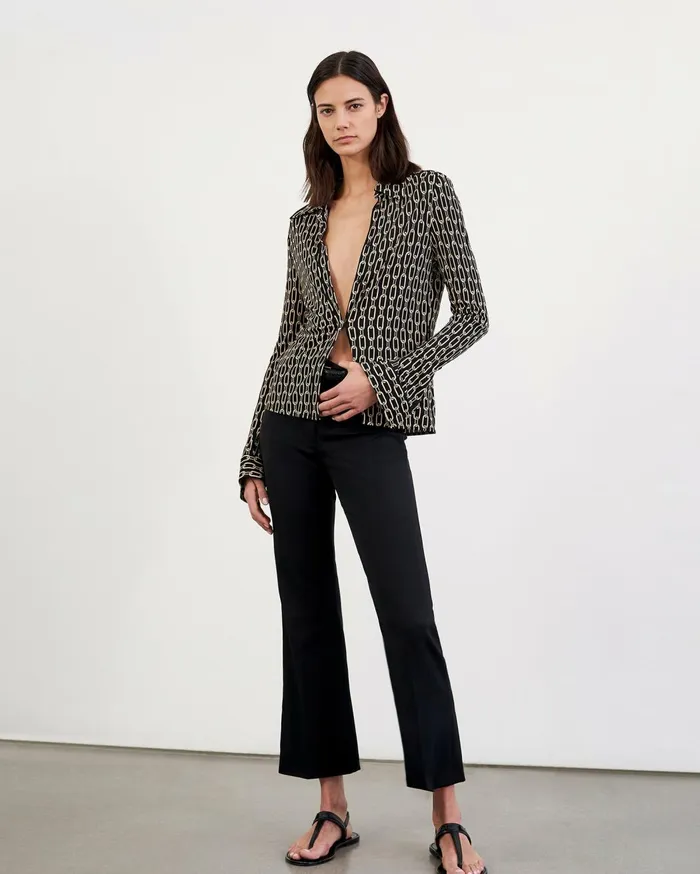 Nili Lotan CROPPED CORETTE PANT Black Women Pants and Shorts