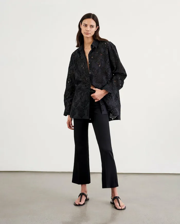 Nili Lotan CROPPED CORETTE PANT Black Women Pants and Shorts