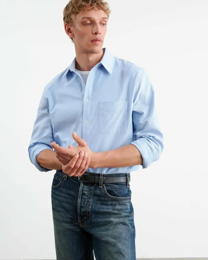 Nili Lotan FINN SHIRT Light Blue Men Shirts