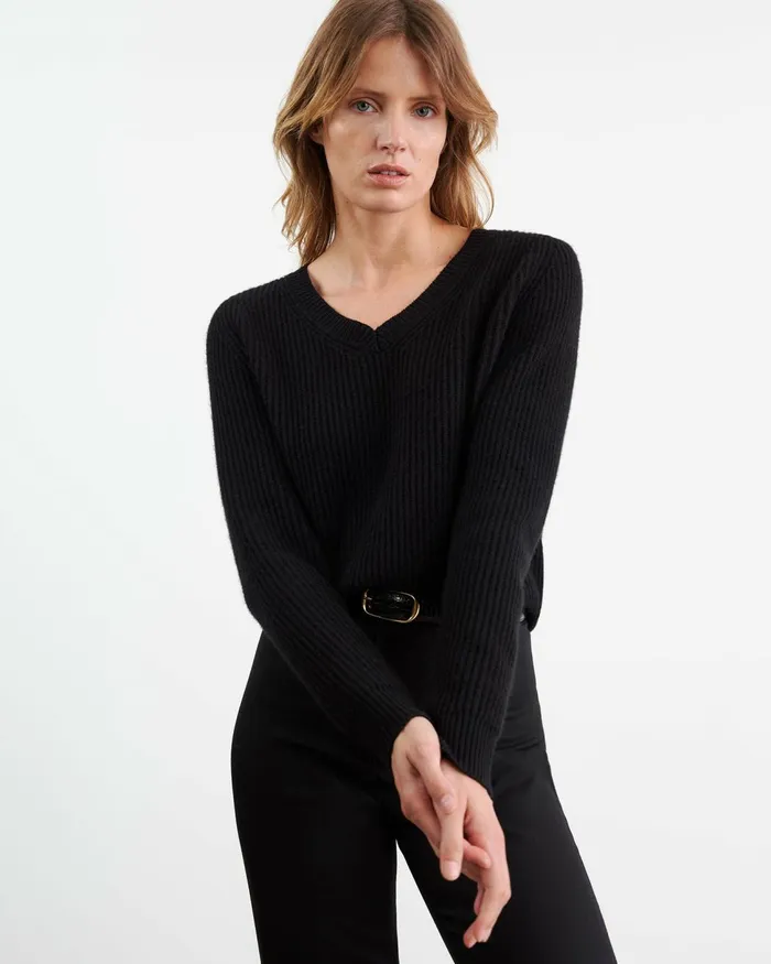 Nili Lotan KORINA CASHMERE SWEATER Espresso Women Knits and Sweaters