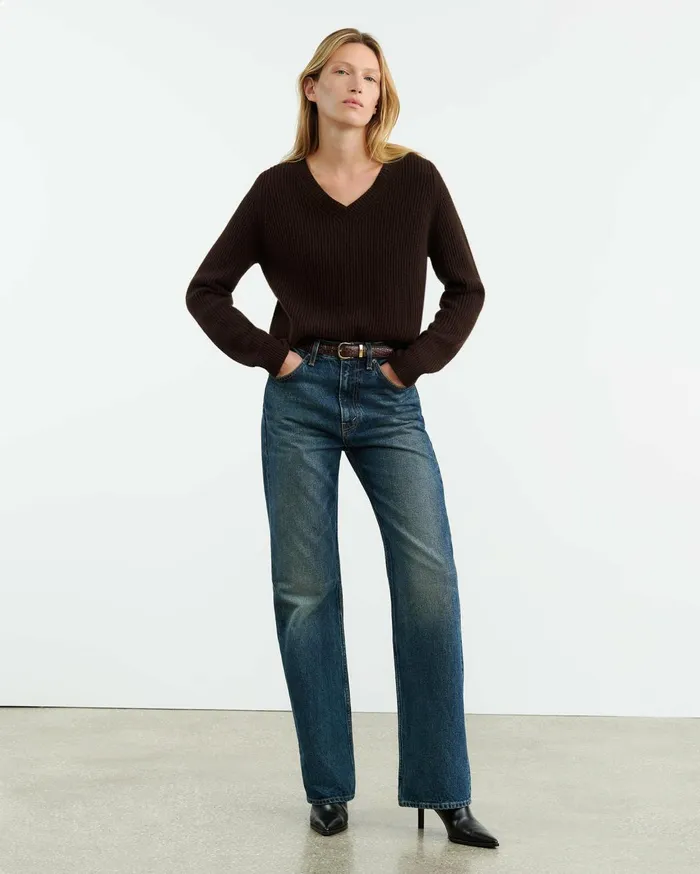 Nili Lotan KORINA CASHMERE SWEATER Espresso Women Knits and Sweaters
