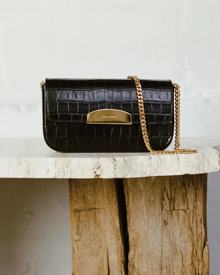Nili Lotan LE MIA CHAIN BAG Black And Gold Women Handbags