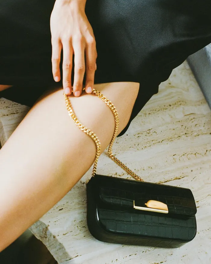 Nili Lotan LE MIA CHAIN BAG Black And Gold Women Handbags