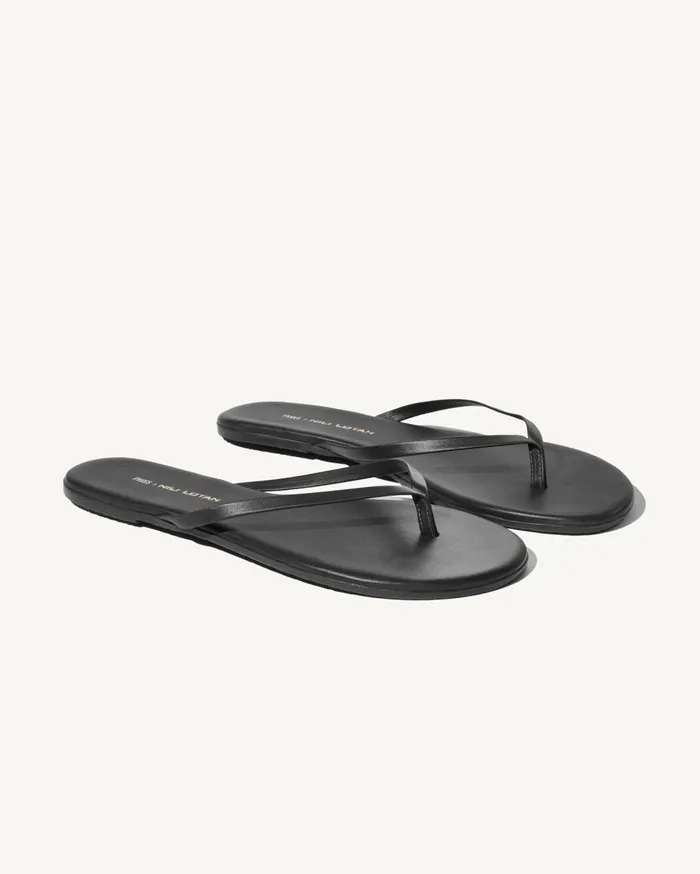 Nili Lotan NL X TKEES LEATHER FLIP FLOP Dark Brown Women Shoes