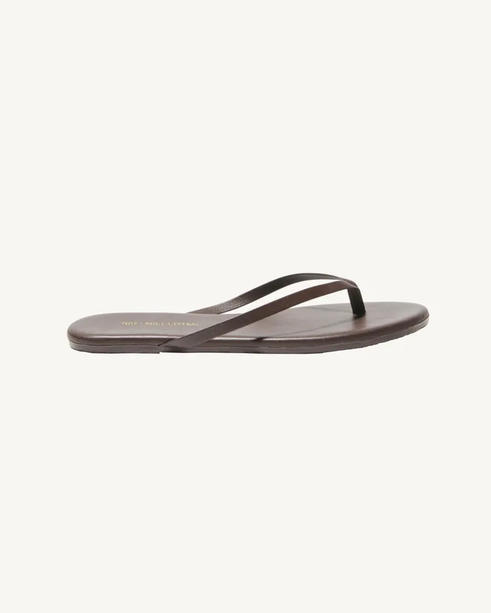 Nili Lotan NL X TKEES LEATHER FLIP FLOP Dark Brown Women Shoes