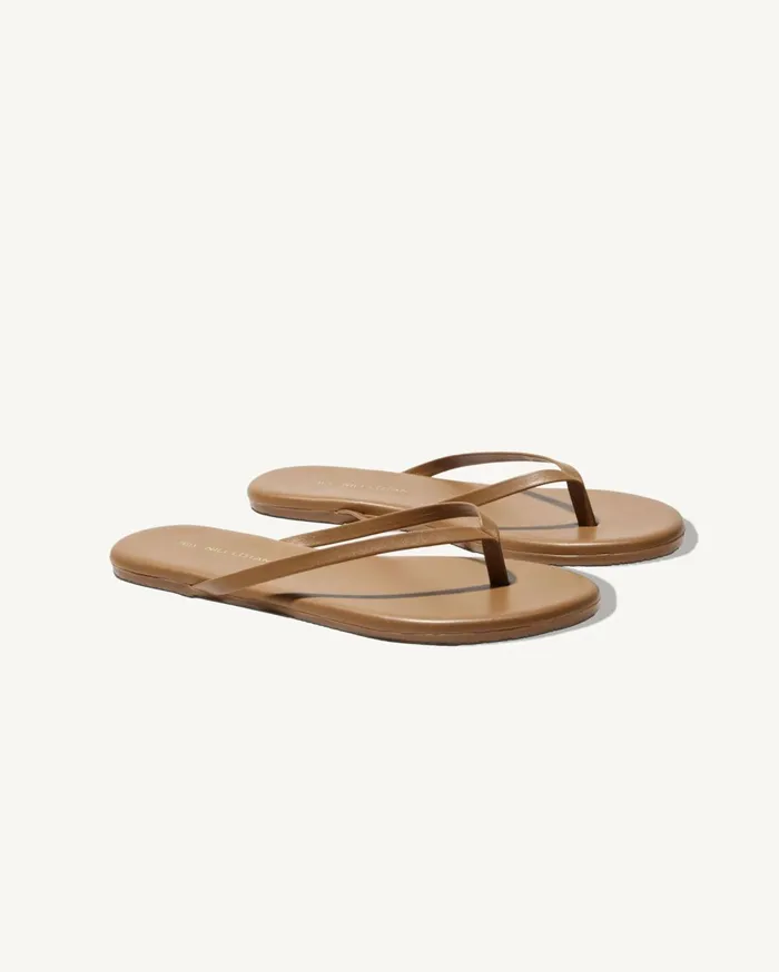 Nili Lotan NL X TKEES LEATHER FLIP FLOP Dark Brown Women Shoes