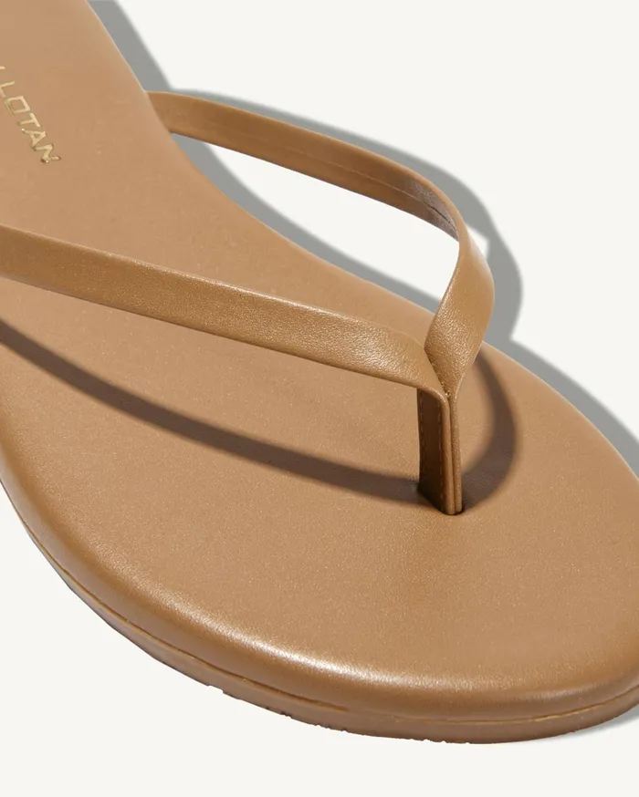 Nili Lotan NL X TKEES LEATHER FLIP FLOP Dark Brown Women Shoes