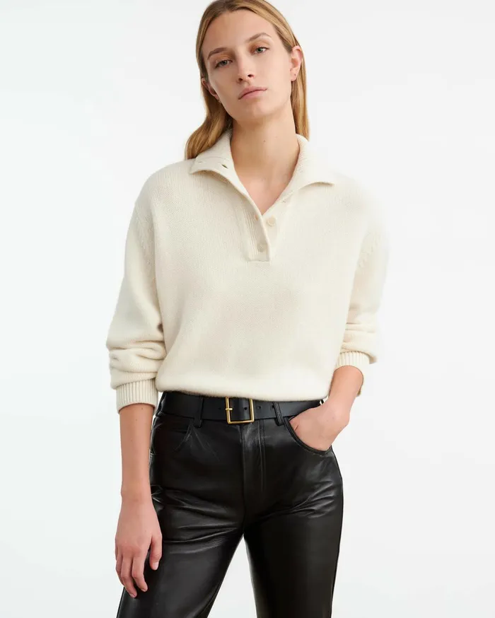 Nili Lotan RENATA CASHMERE SWEATER Ivory Women Knits and Sweaters