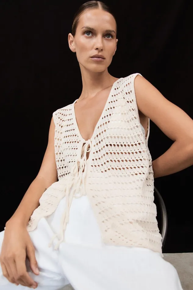 NOAH NATURAL CROCHET KNIT VEST Women DISSH Vests