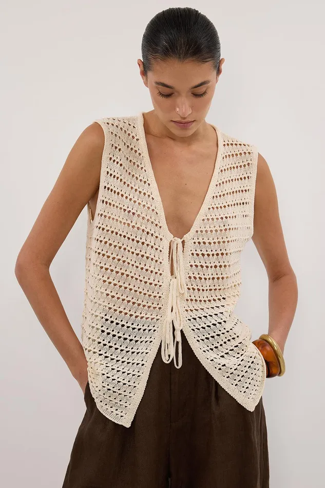NOAH NATURAL CROCHET KNIT VEST Women DISSH Vests