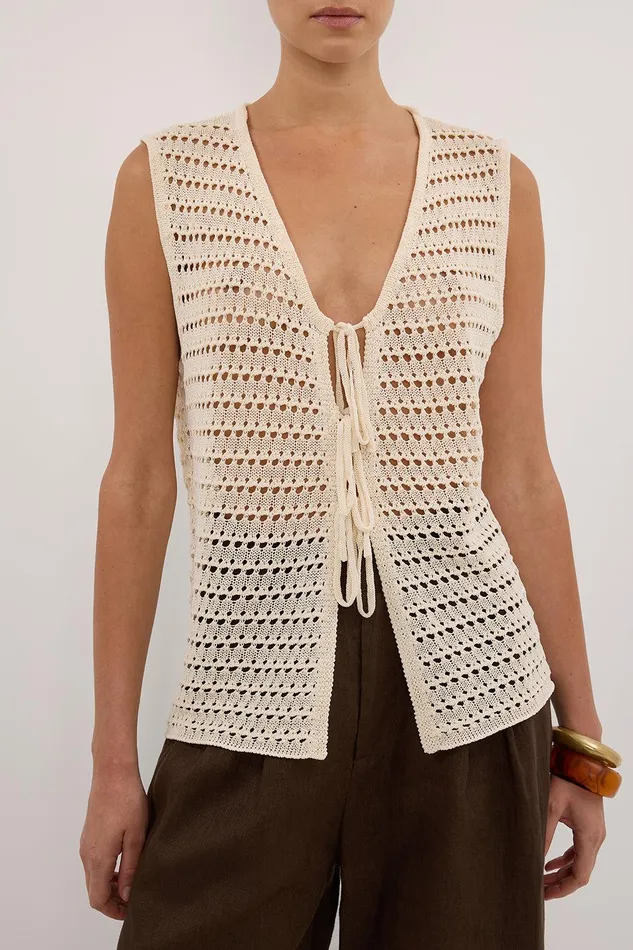 NOAH NATURAL CROCHET KNIT VEST Women DISSH Vests