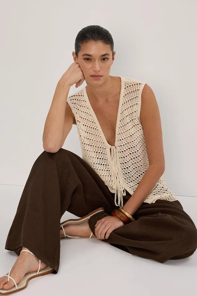 NOAH NATURAL CROCHET KNIT VEST Women DISSH Vests