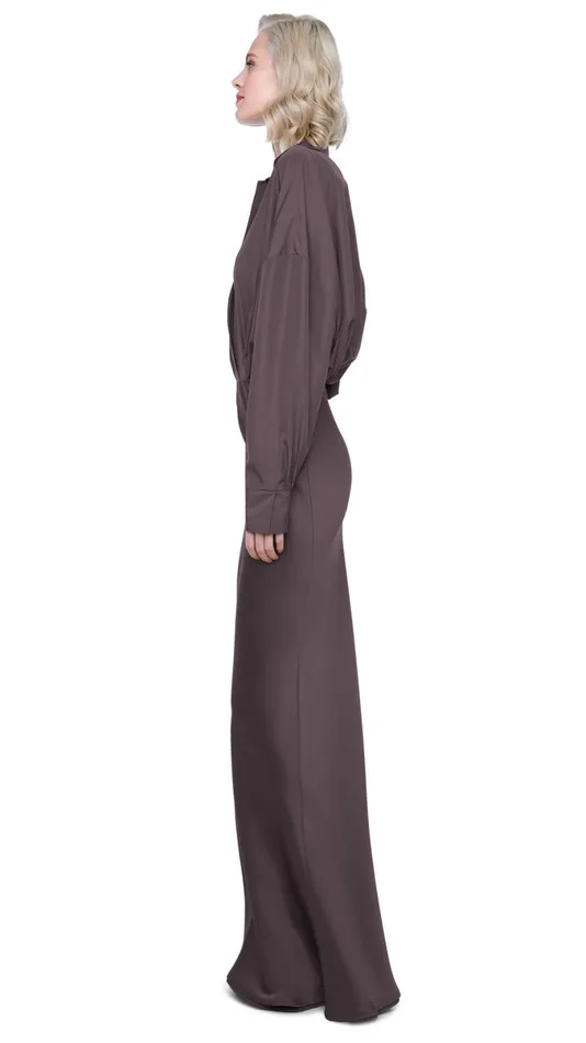 Norma Kamali Bottoms BIAS OBIE SKIRT Chocolate 8211 Clothing