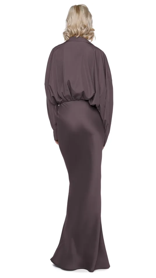 Norma Kamali Bottoms BIAS OBIE SKIRT Chocolate 8211 Clothing