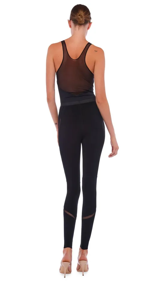 Norma Kamali Bottoms DIAGONAL LEGGING W MESH Black 8211 Clothing