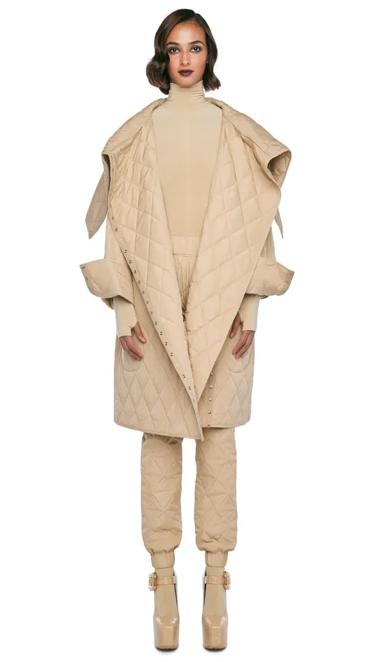 Norma Kamali Bottoms QUILTED JOG PANT Sand 8211 Clothing