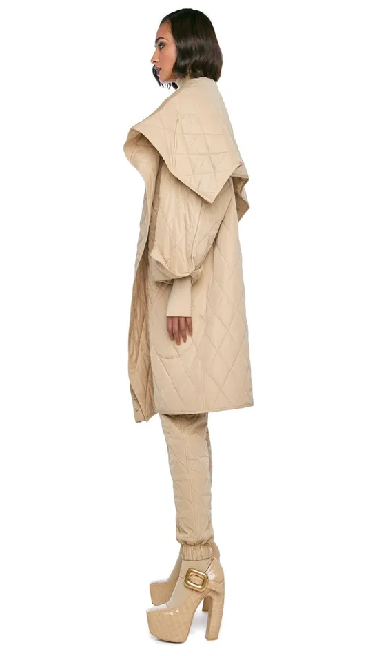 Norma Kamali Bottoms QUILTED JOG PANT Sand 8211 Clothing