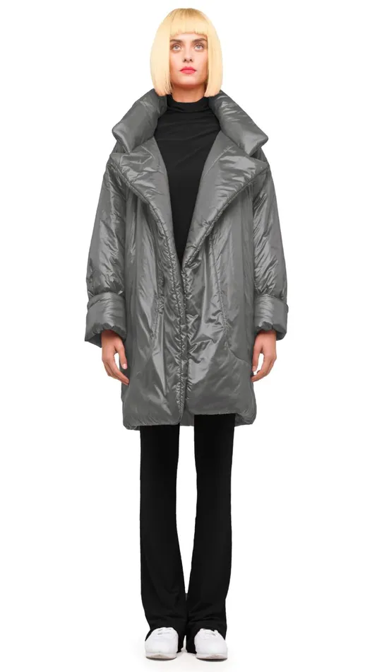 Norma Kamali Coats SLEEPING BAG COAT TO KNEE Grey 8211 Clothing